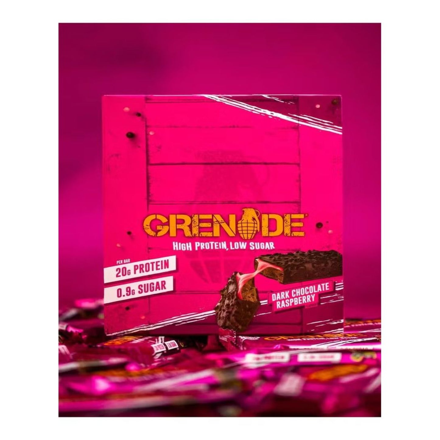 Grenade High Protein, Low Sugar Bar - Raspberry Dark Chocolate (12x60g)