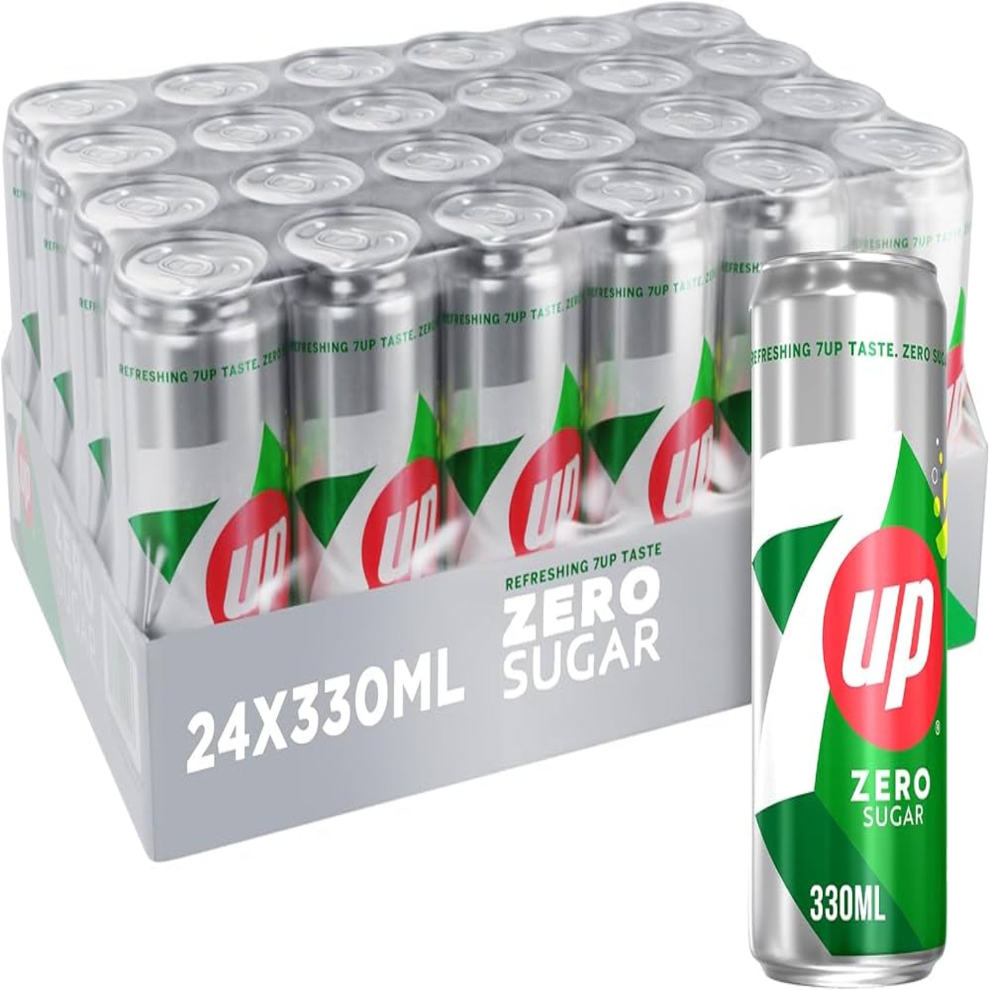 7up Zero Carbonated Soft Drink Cans - (24x330ml)