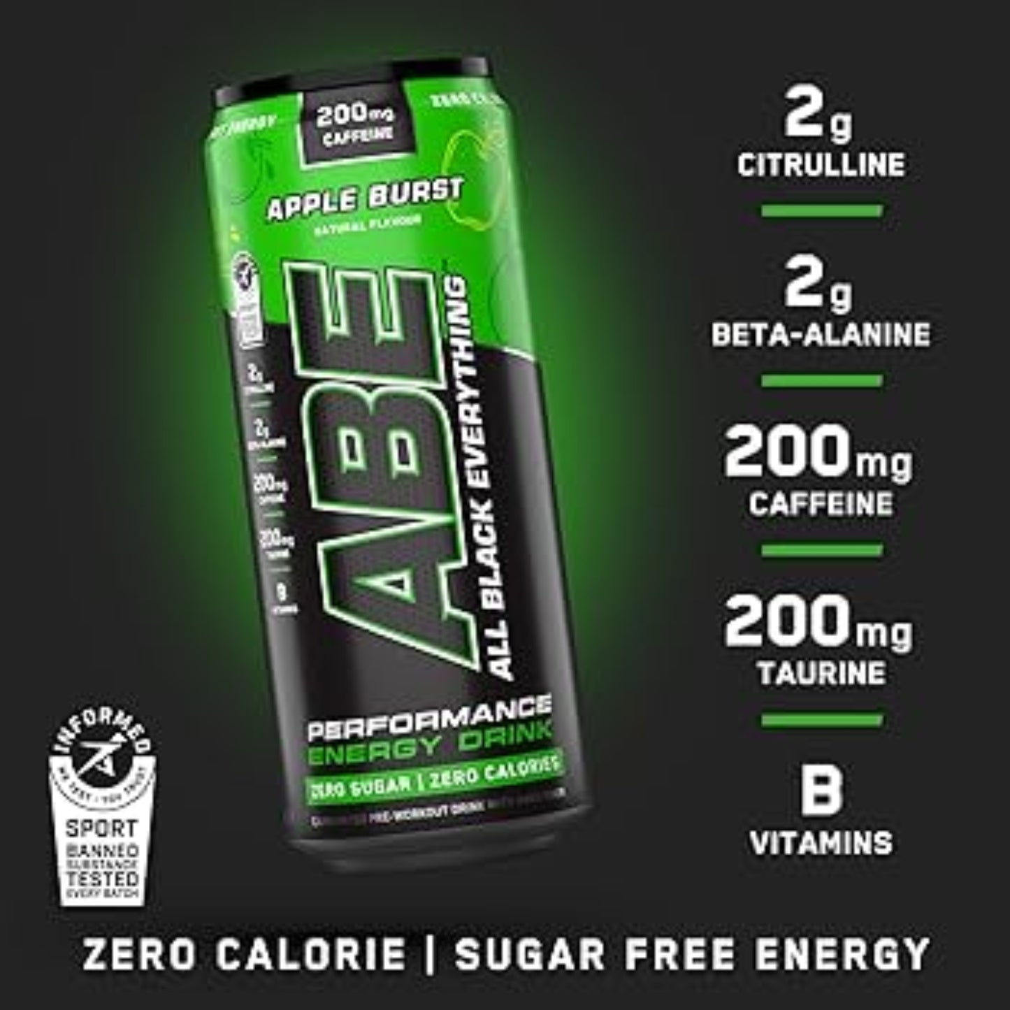 Abe Ultimate Pre Workout Drink Apple Burst - (12x330ml)
