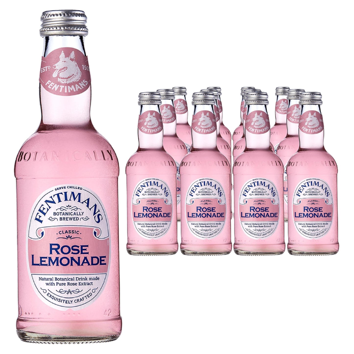 Fentimans Rose Lemonade Glass Bottles - (12x275ml)