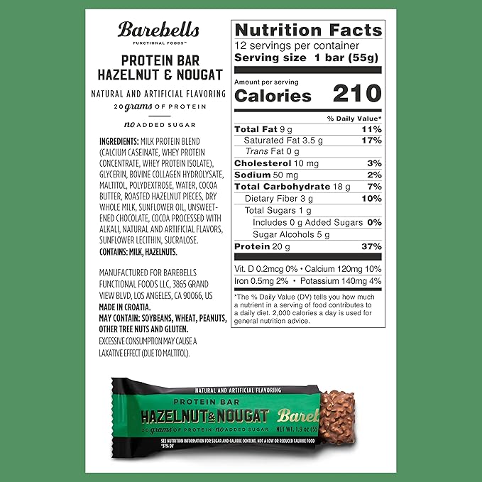 Barebells Protein Bars - Hazelnut & Nougat (12x55g)