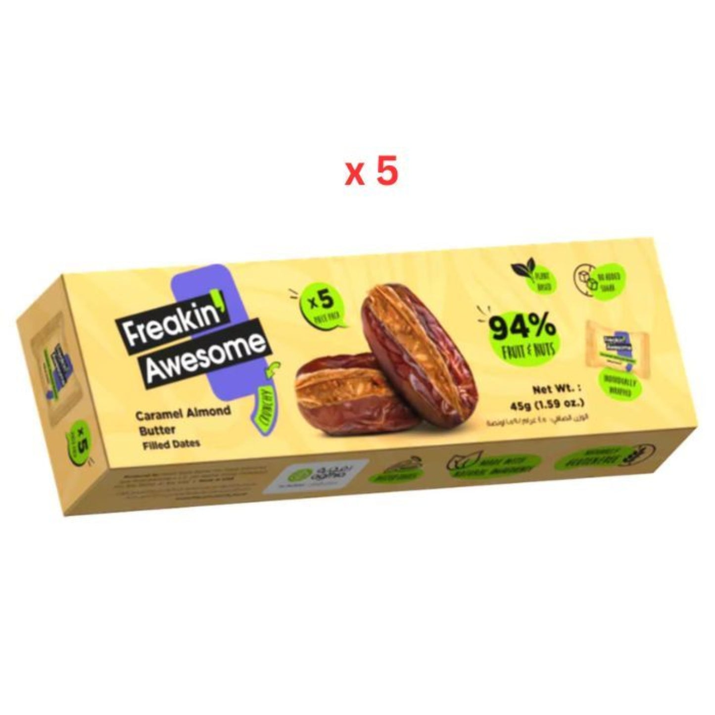 Freakin Healthy Caramel Almond Filled Dates - (5x45g)