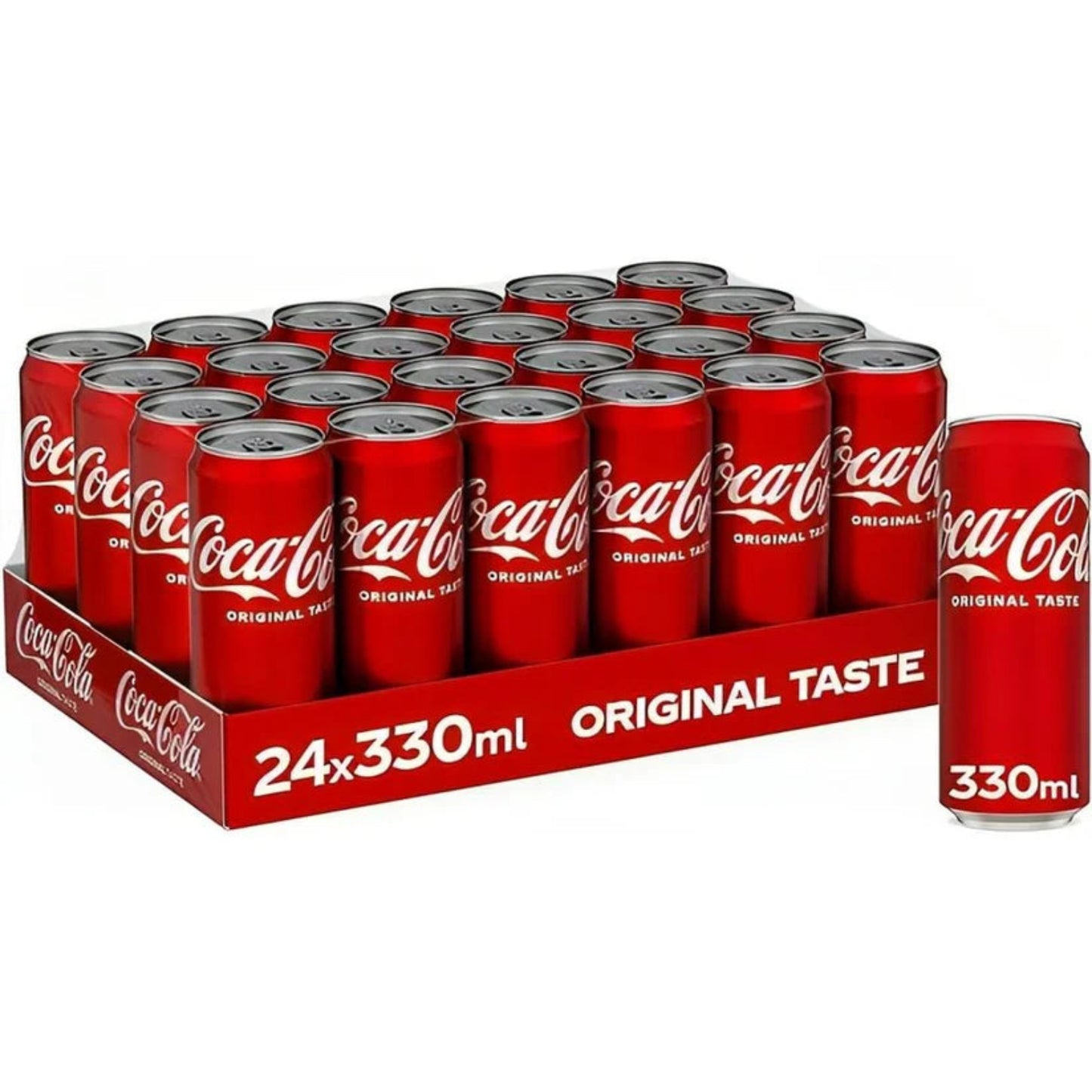 Coca Cola Original Taste Carbonated Soft Drink Cans - (24x330ml)