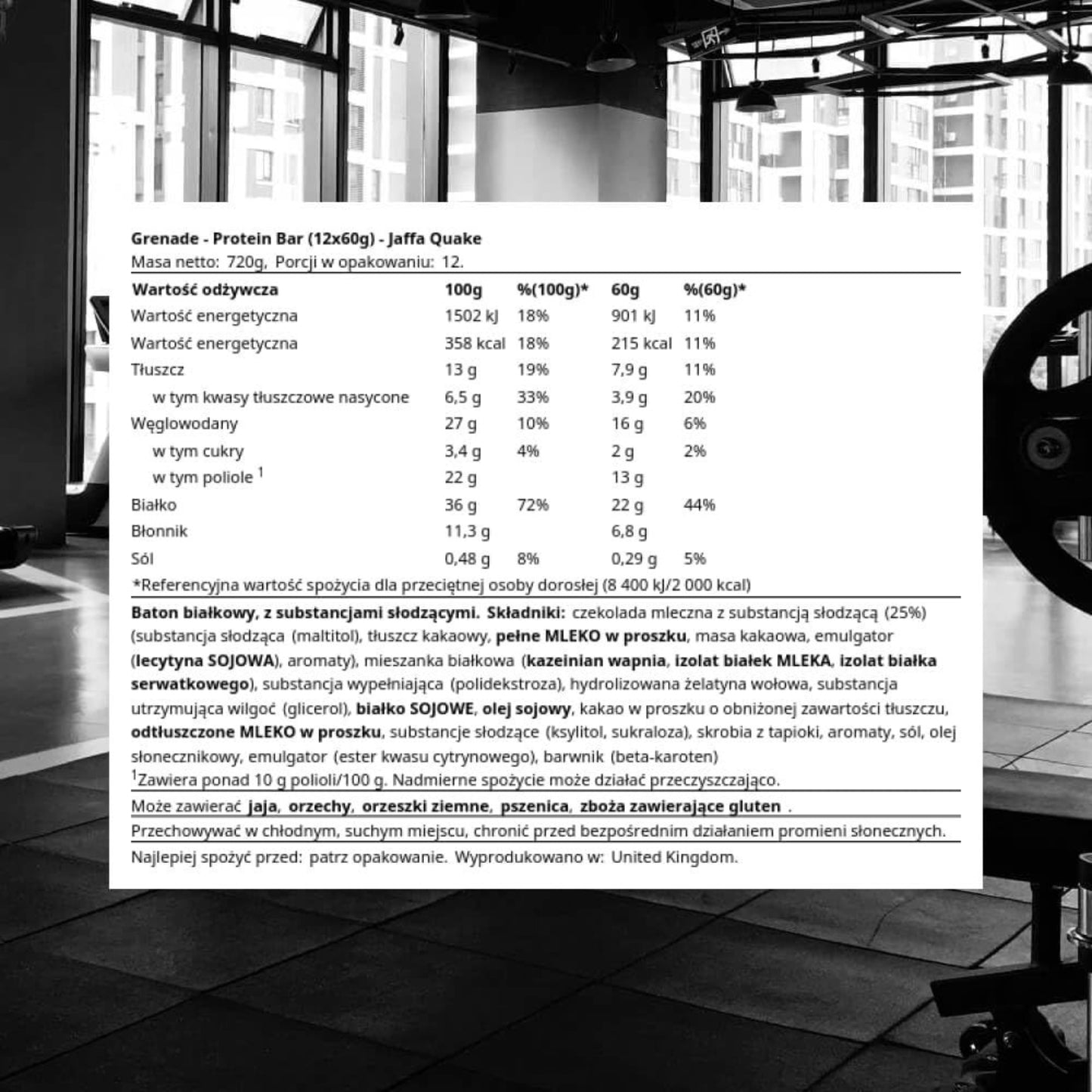Grenade High Protein, Low Sugar Bar - Jaffa Quake (12x60g)