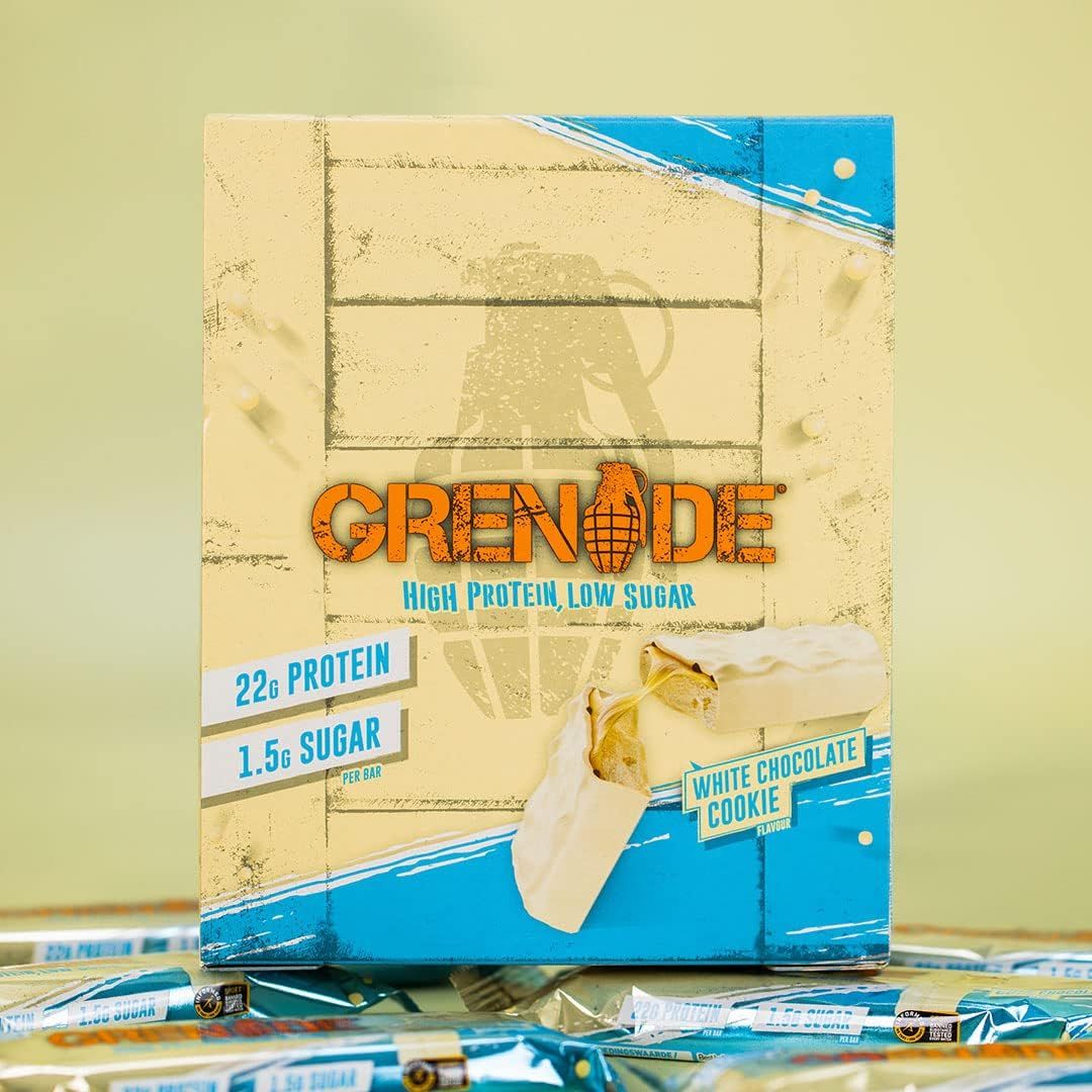 Grenade High Protein, Low Sugar Bar - White Chocolate Cookie (12x60g)