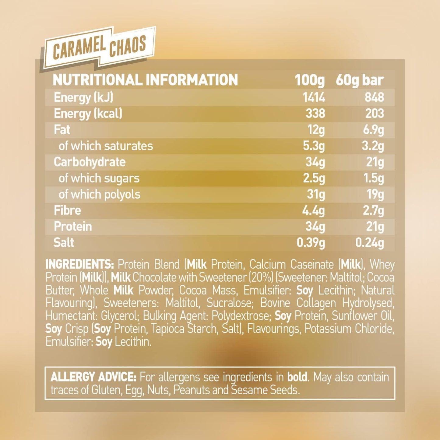 Grenade High Protein, Low Sugar Bar - Caramel Chaos (12x60g)