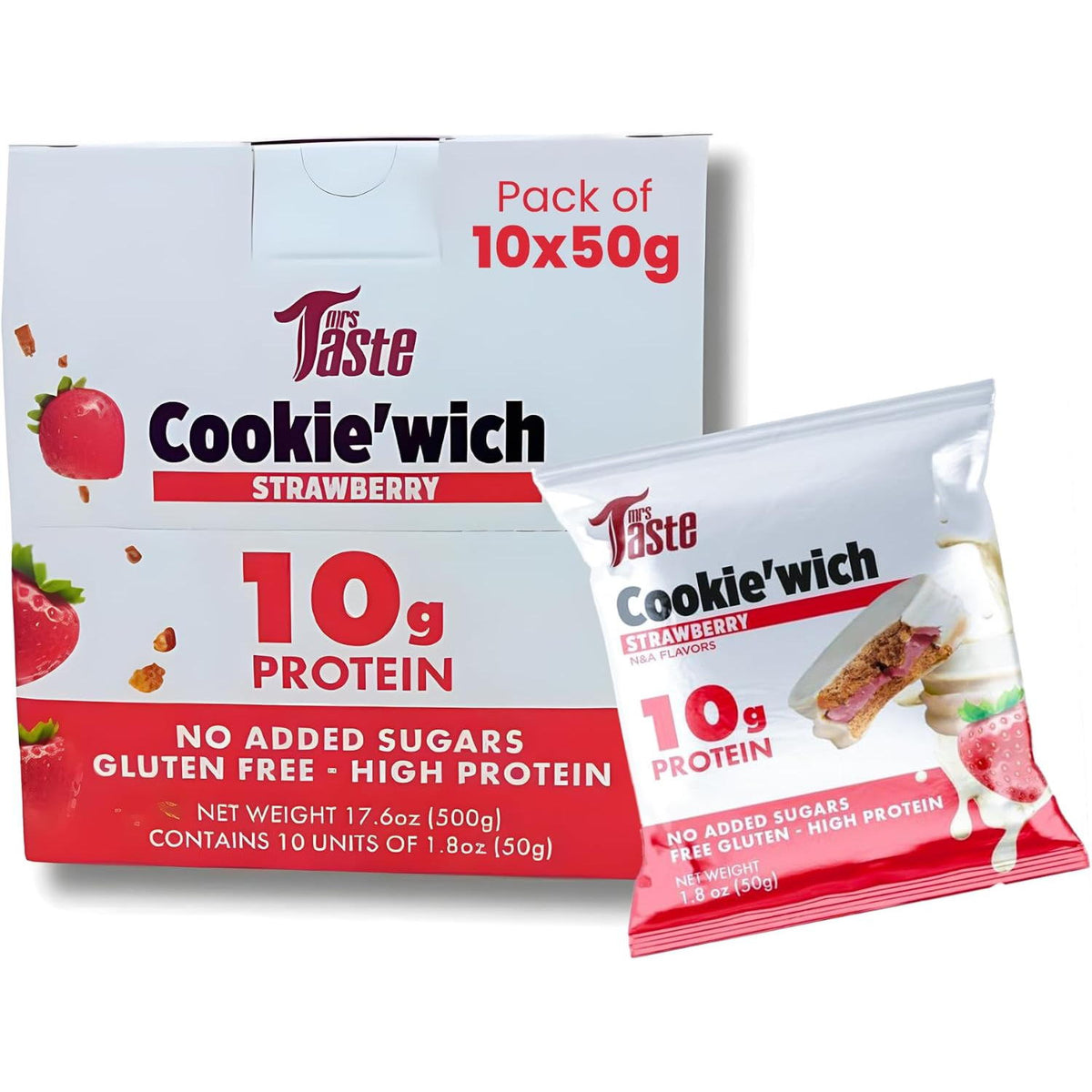 Mrs Taste Cookie Wich Strawberry - (10x50g)