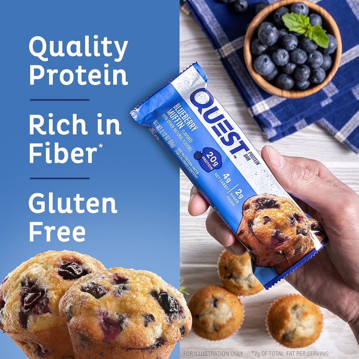 Quest High Protein Bar - Blueberry Muffin (12x60g)