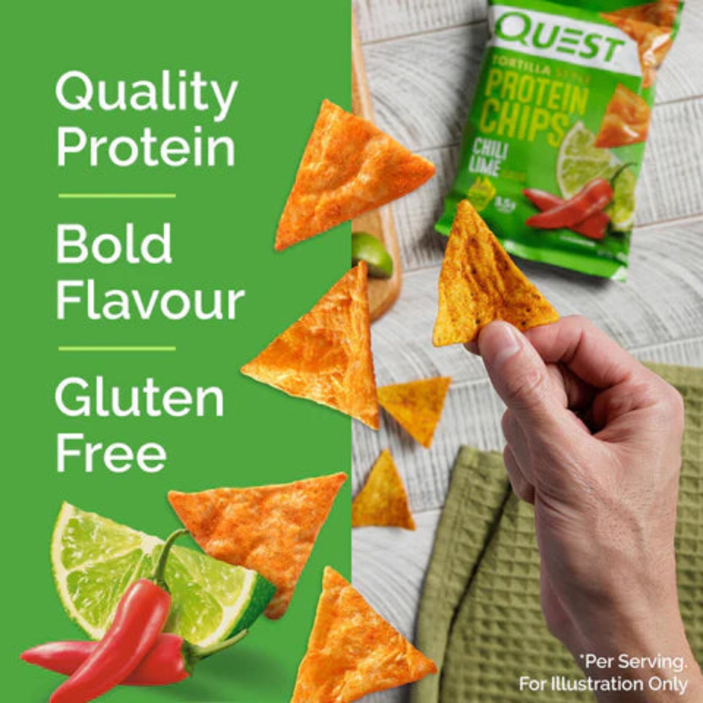 Quest Tortilla Style Protein Chips - Chili Lime (8x32g)