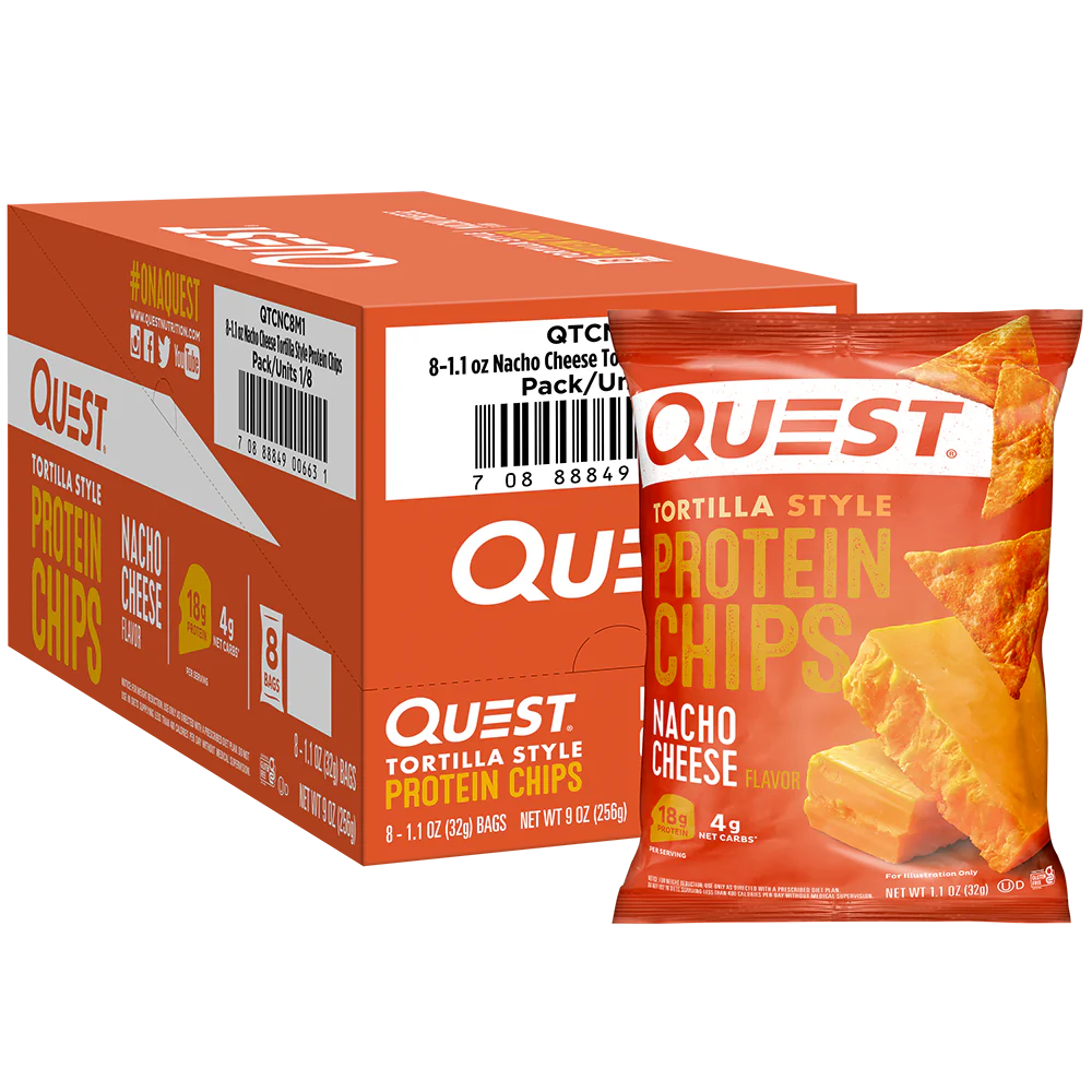 Quest Tortilla Style Protein Chips - Nacho Cheese (8x32g)