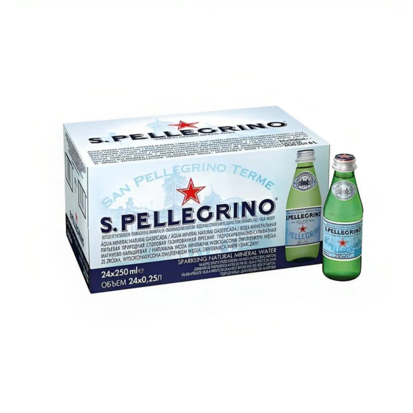 San Pellegrino Sparkling Natural Mineral Water Glass Bottles - (24x250ml)