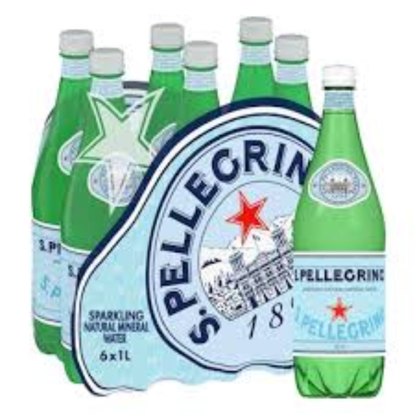 San Pellegrino Sparkling Natural Mineral Water Plastic Bottles - (6x1L)