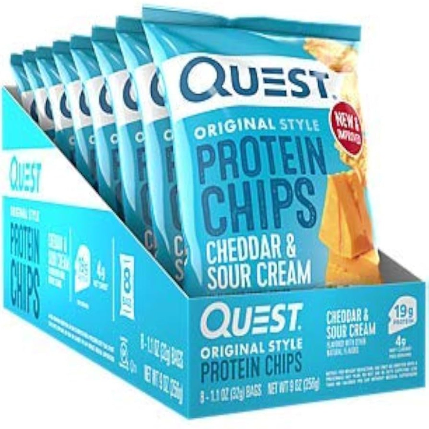 Quest Tortilla Style Protein Chips - Cheddar & Sour Cream (8x32g)