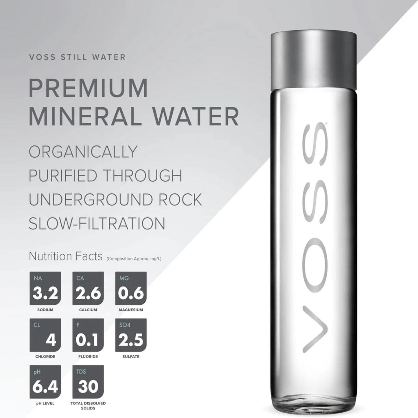 Voss Natural Sparkling Water Glass Bottles - (24x375ml)