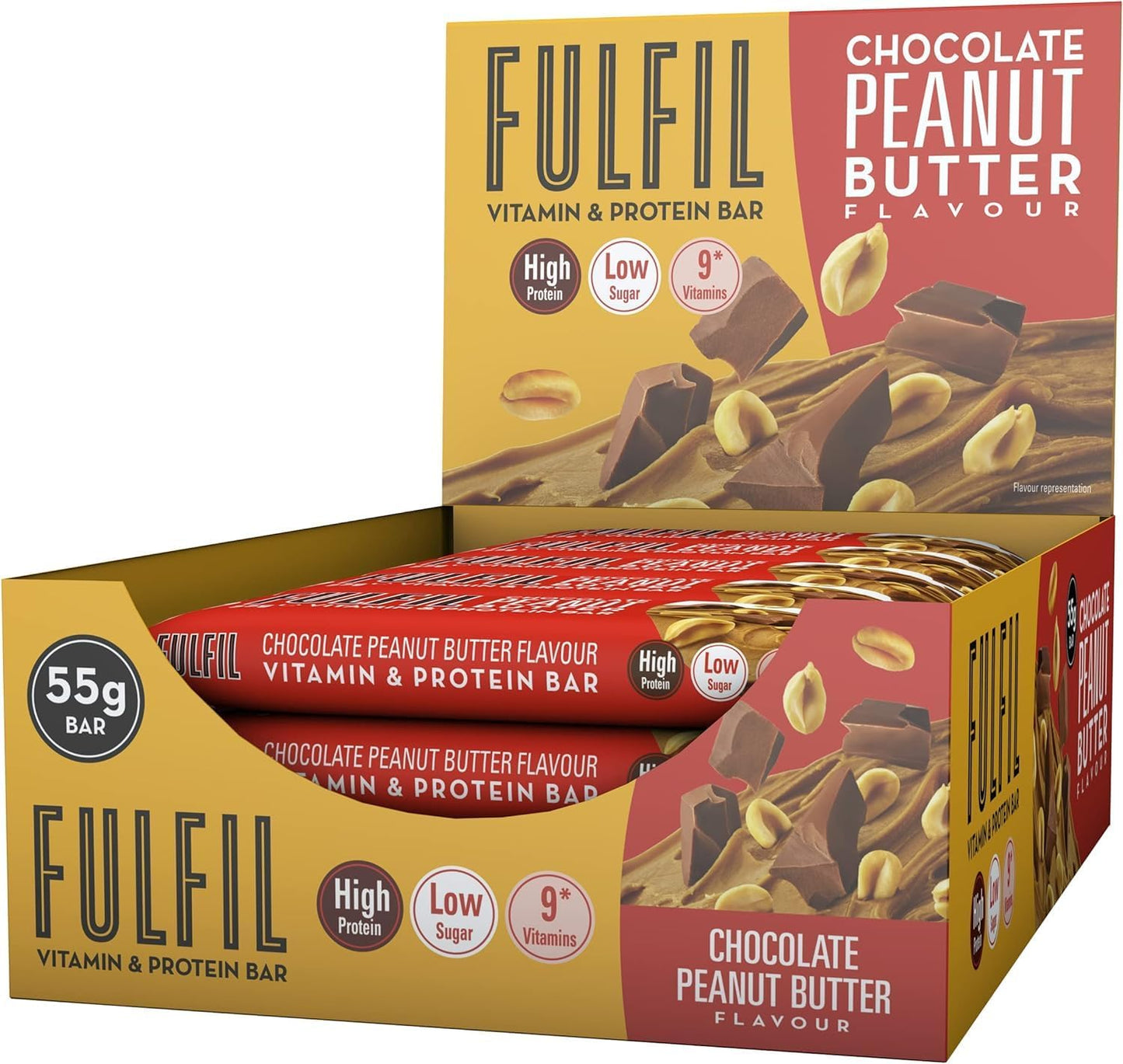 Fulfil Chocolate Peanut Butter Flavour - Vitamin and Protein Bar (15x55g)