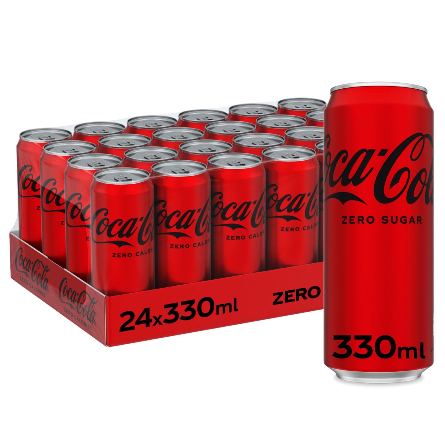 Coca Cola Zero Carbonated Soft Drink Cans - (24x330ml)