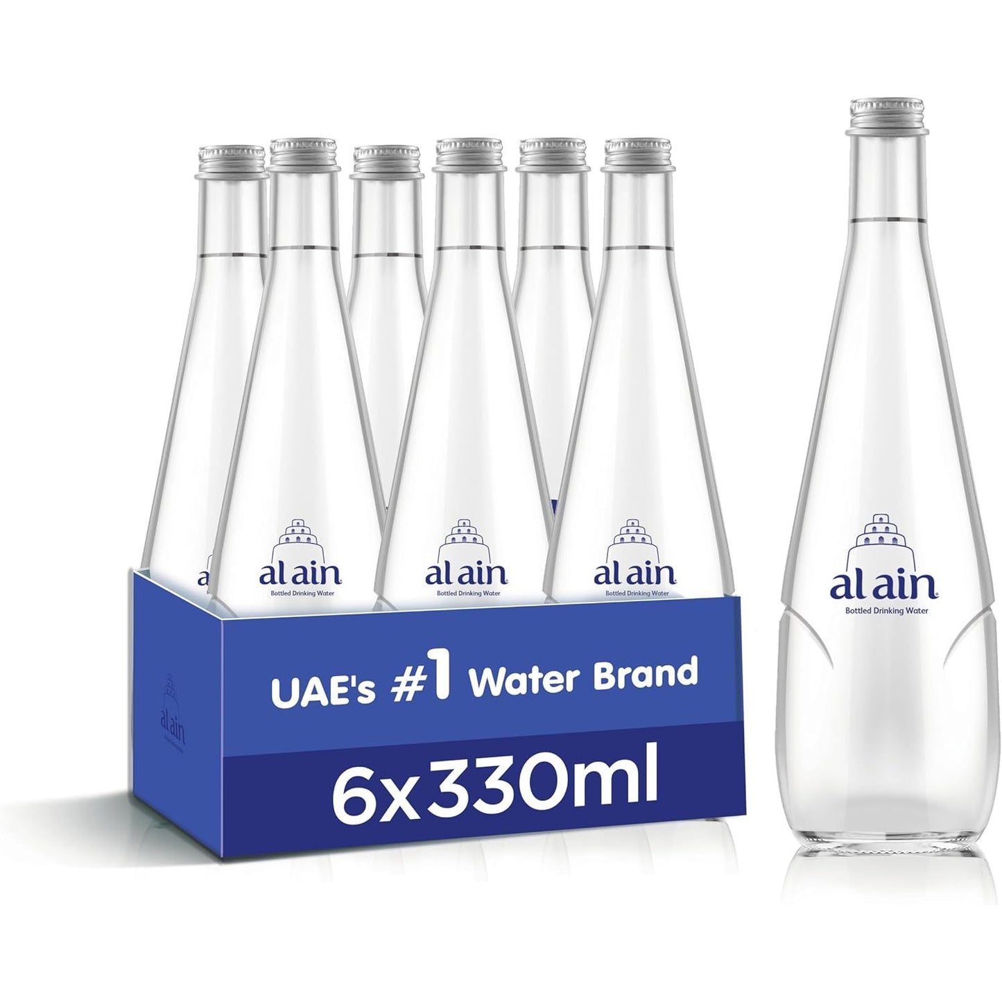 Al Ain Natural Mineral Water Glass Bottles - (6x330ml)