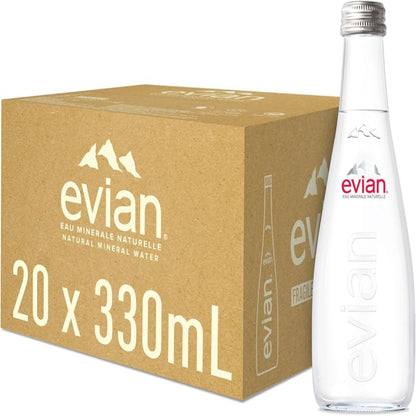 Evian Still Mineral Water Glass Bottles - (20x330ml)