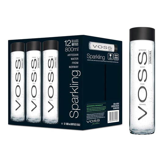 Voss Natural Sparkling Water Glass Bottles - (12x800ml)