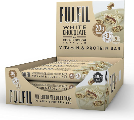 Fulfil White Chocolate And Cookie Dough Flavour - Vitamin and Protein Bar (15x55g)