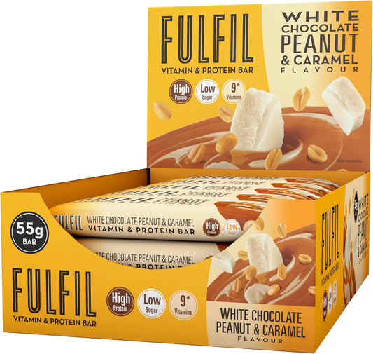 Fulfil White Chocolate Peanut & Caramel Flavour - Vitamin and Protein Bar (15x55g)