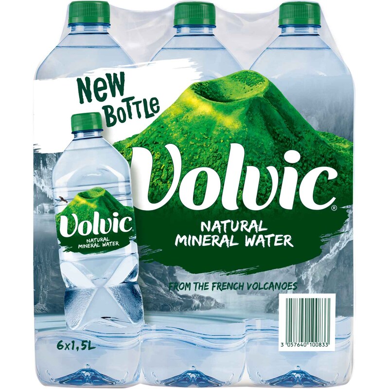 Volvic Natural Mineral Water Plastic Bottles - (6x1.5l)