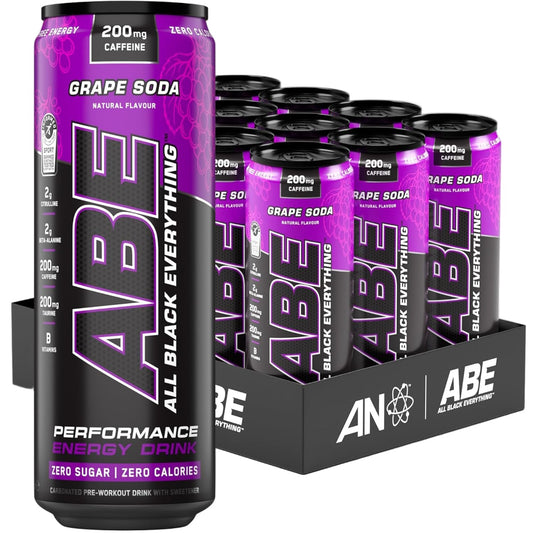 Abe Ultimate Pre Workout Drink Grape Soda - (12x330ml)
