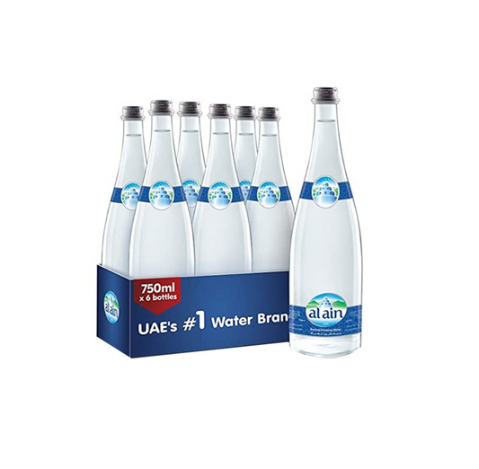 Al Ain Natural Mineral Water Glass Bottles - (6x750ml)