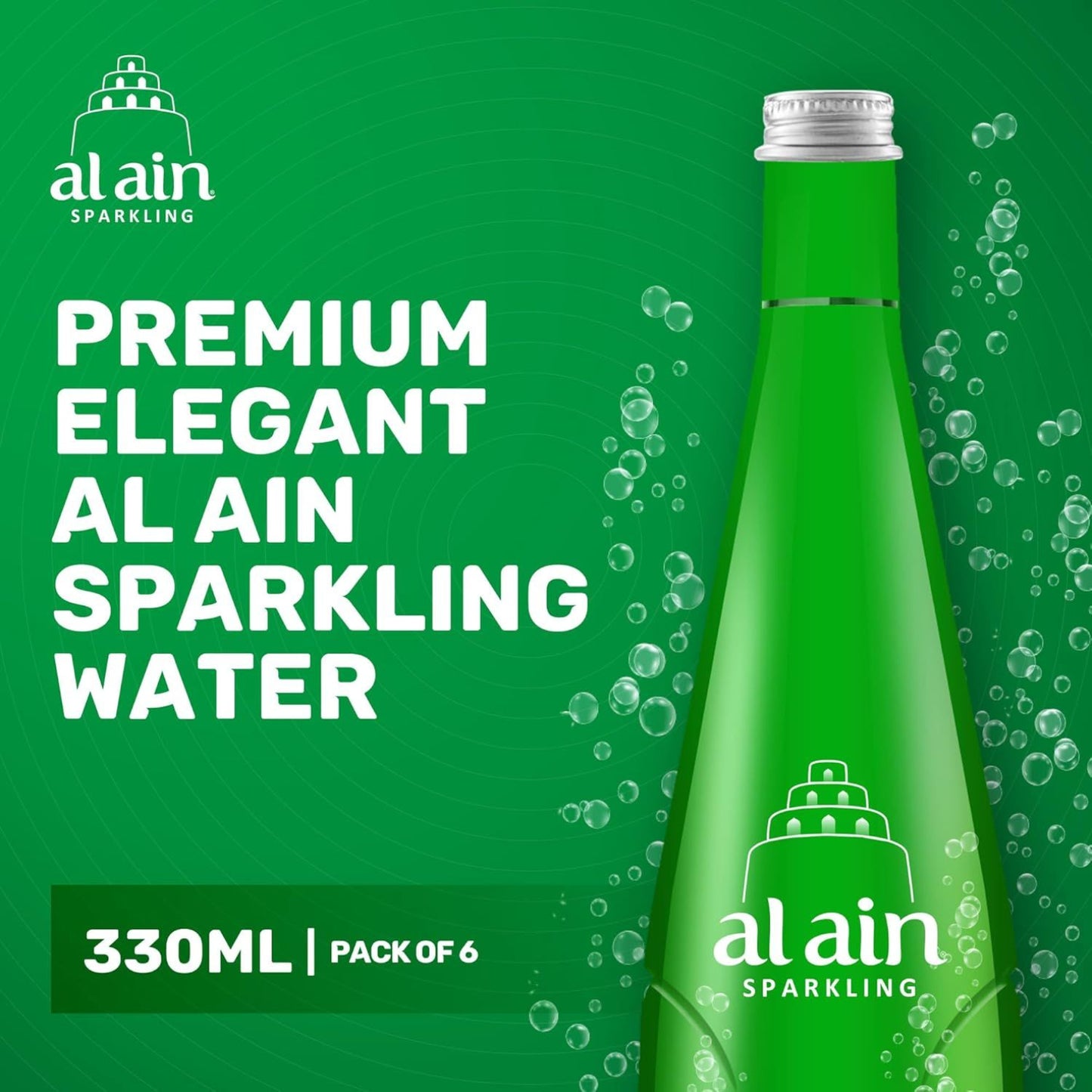 Al Ain Sparkling Water Glass Bottles - (6x330ml)