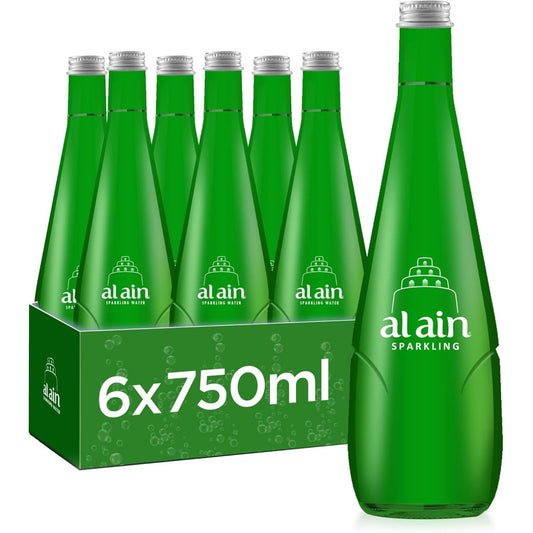 Al Ain Sparkling Water Glass Bottles - (6x750ml)