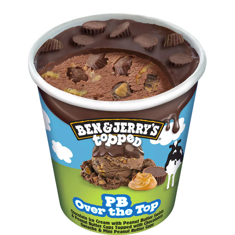 Ben & Jerry's Topped Peanut Butter Swirls & Cups Over The Top - (6x473ml)
