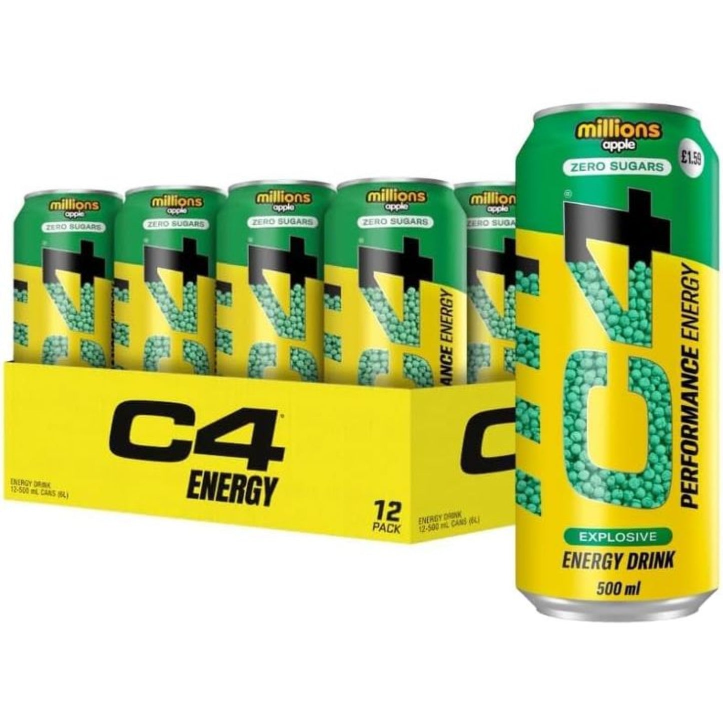 C4 Millions Apple Energy Drink - (12x500ml)