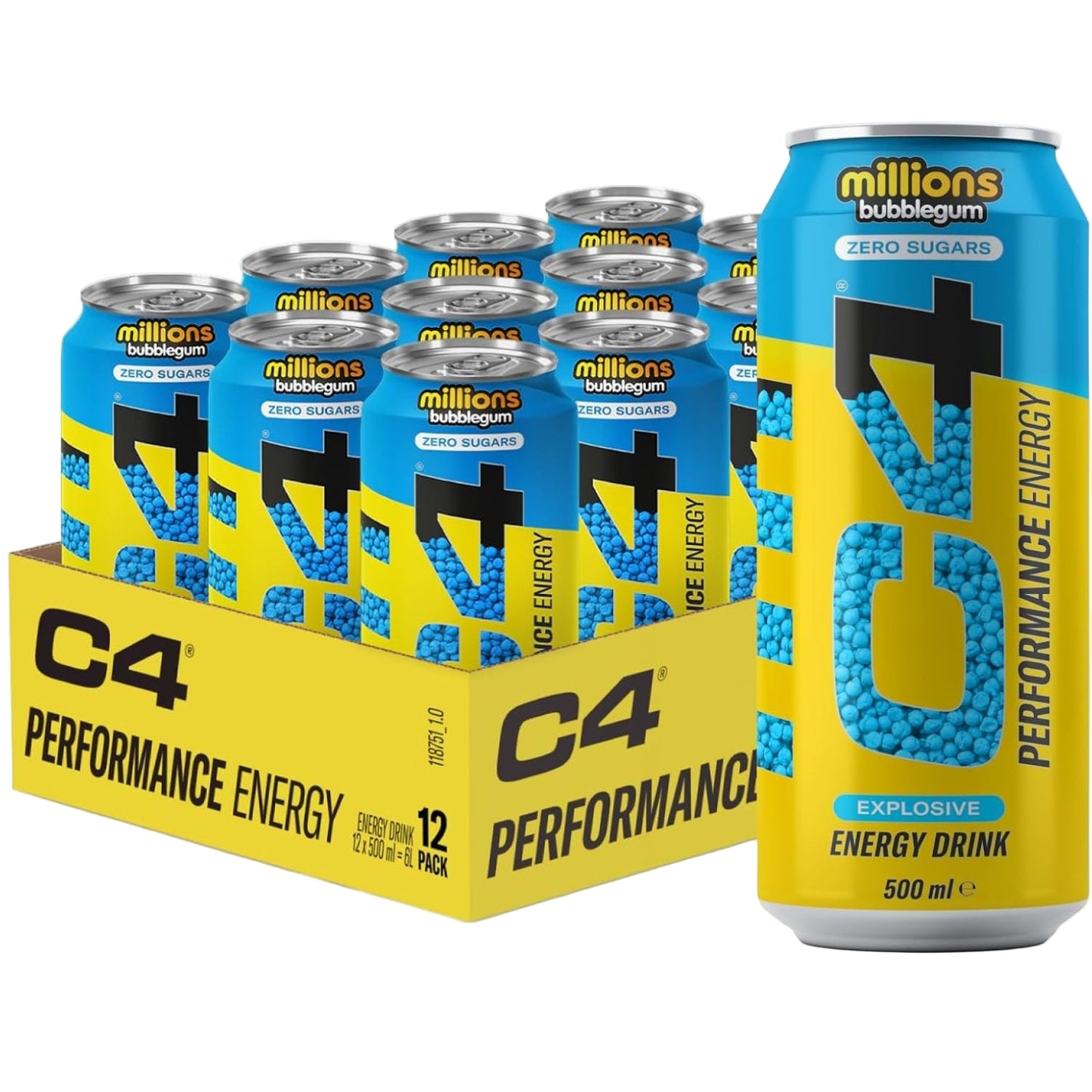 C4 Millions Bubblegum Energy Drink - (12x500ml)