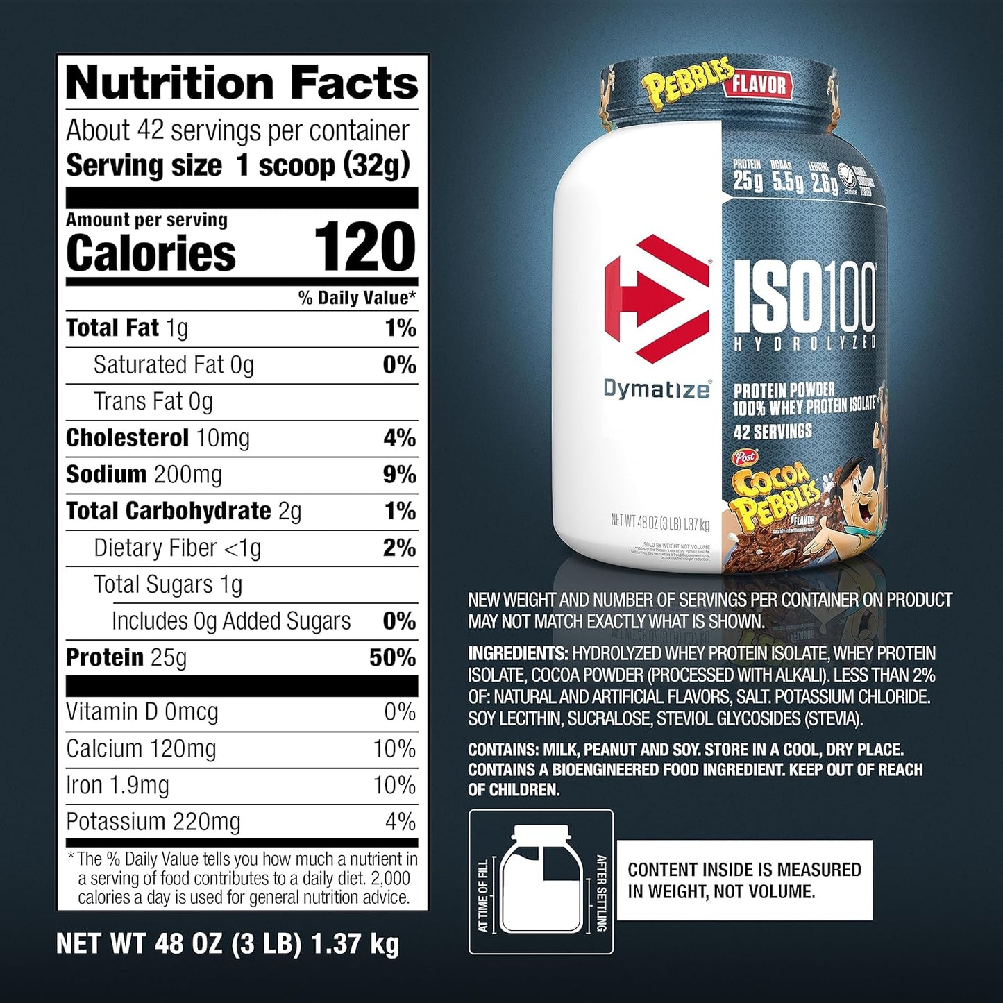 Dymatize ISO 100 Protein Powder - Cocoa Pebbles (1x1.3lbs)