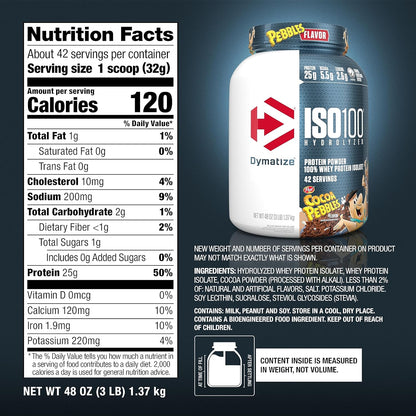 Dymatize ISO 100 Protein Powder - Cocoa Pebbles (1x1.3lbs)