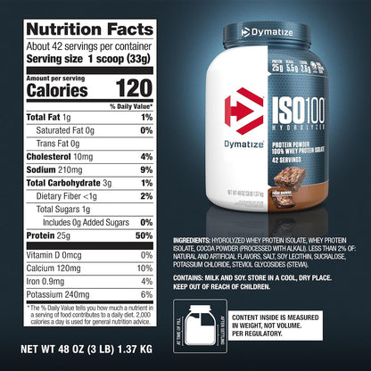 Dymatize ISO 100 Protein Powder - Fudge Brownie (1x1.3lbs)