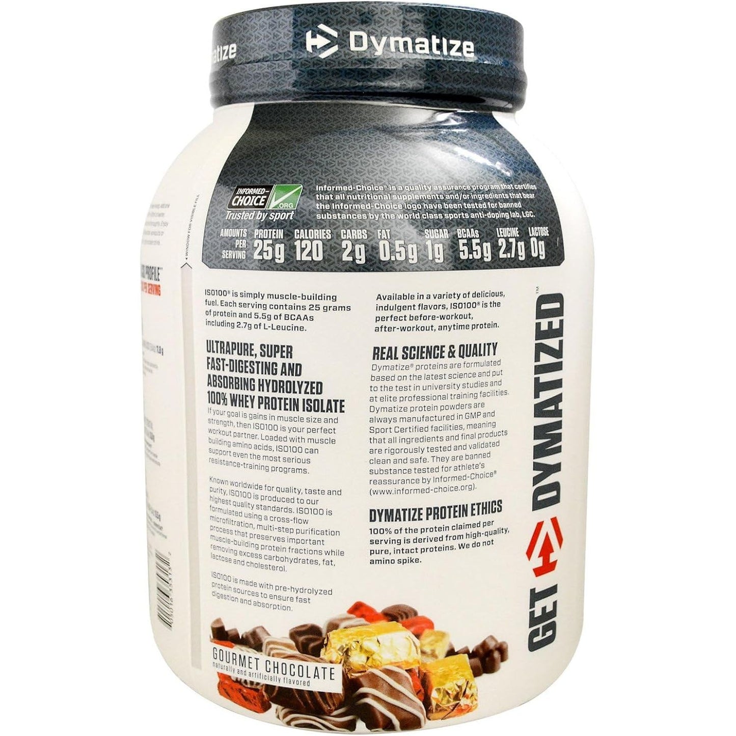 Dymatize ISO 100 Protein Powder - Gourmet Chocolate (1x1.3lbs)