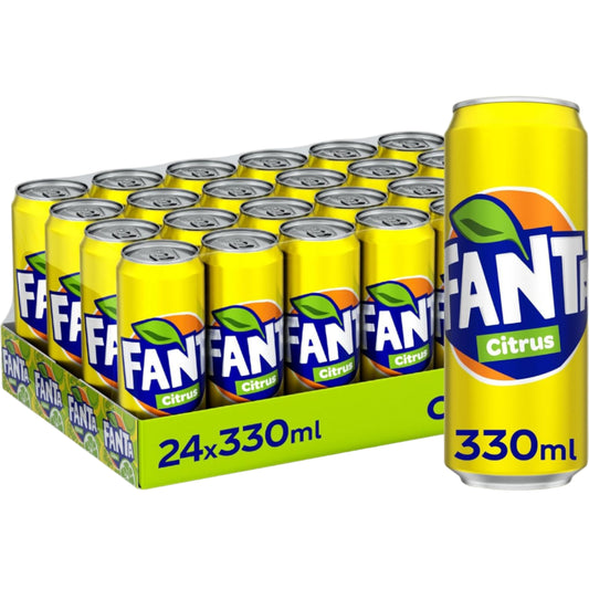 Fanta Citrus Carbonated Soft Drink Cans - (24x330ml)