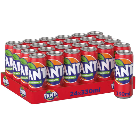 Fanta Strawberry Carbonated Soft Drink Cans - (24x330ml)