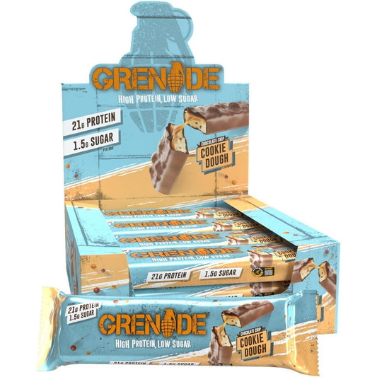 Grenade High Protein, Low Sugar Bar - Chocolate Chip Cookie Dough (12x60g)
