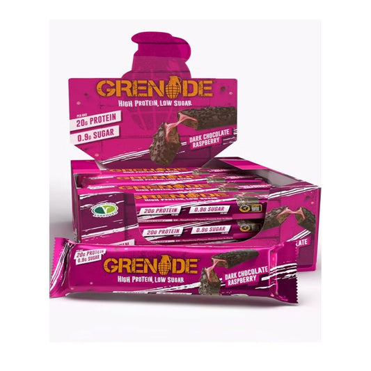 Grenade High Protein, Low Sugar Bar - Raspberry Dark Chocolate (12x60g)