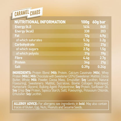 Grenade High Protein, Low Sugar Bar - Caramel Chaos (12x60g)