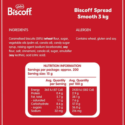 Lotus Biscoff Smooth Spread - (1x3kg)