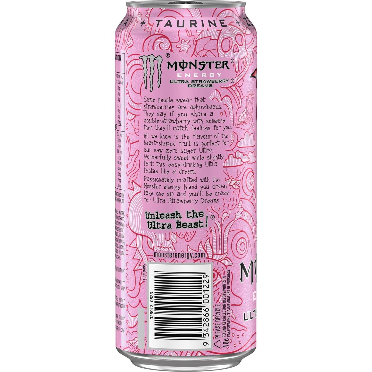 Monster Ultra Strawberry Dreams Energy Drink Cans - (12x500ml)