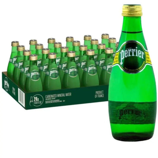 Perrier Natural Sparkling Mineral Water Glass Bottles - (24x200ml)