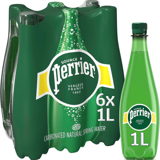 Perrier Natural Sparkling Mineral Water Plastic Bottles (6x1l)