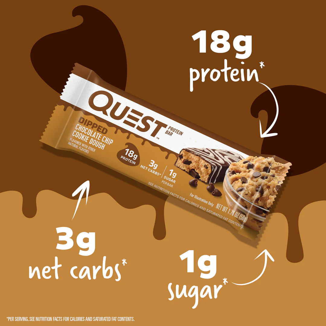 Quest High Protein Bar - Dipped Chocolate Chip Cookie Dough (12x60g)