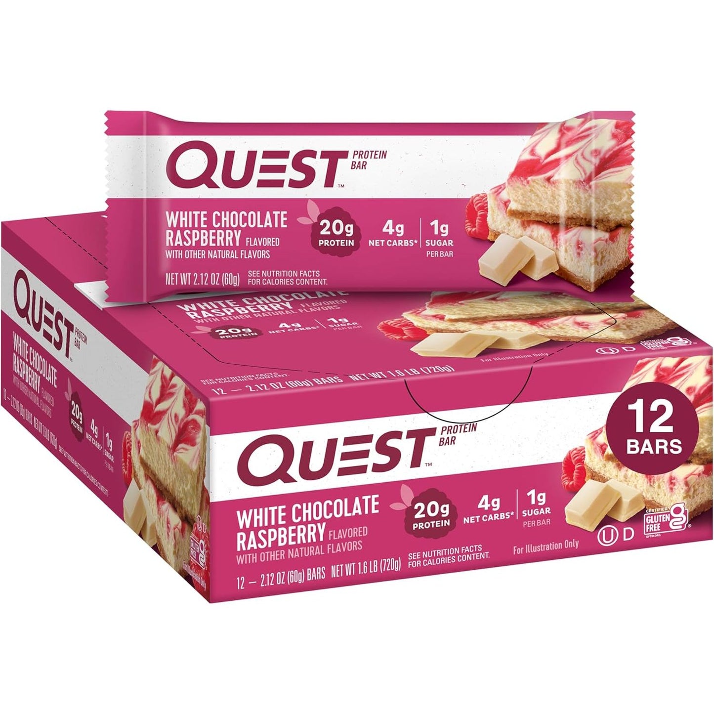 Quest High Protein Bar - White Chocolate Raspberry (12x60g)