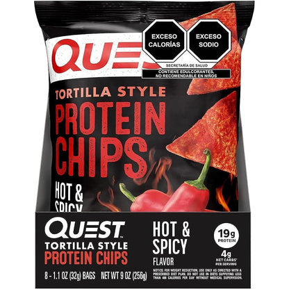 Quest Tortilla Style Protein Chips - Hot & Spicy (8x32g)