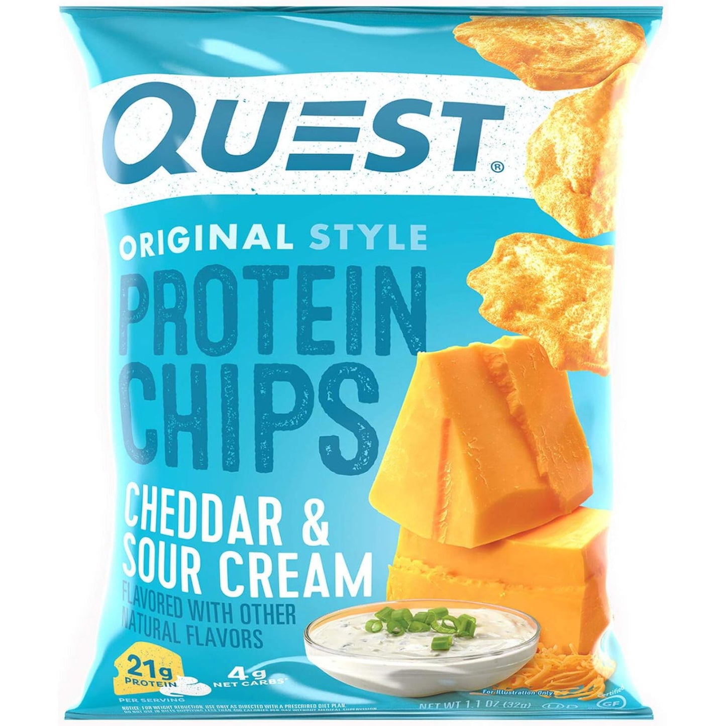 Quest Tortilla Style Protein Chips - Cheddar & Sour Cream (8x32g)